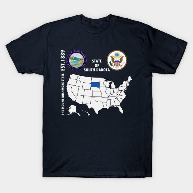 State of South Dakota T-Shirt by NTFGP